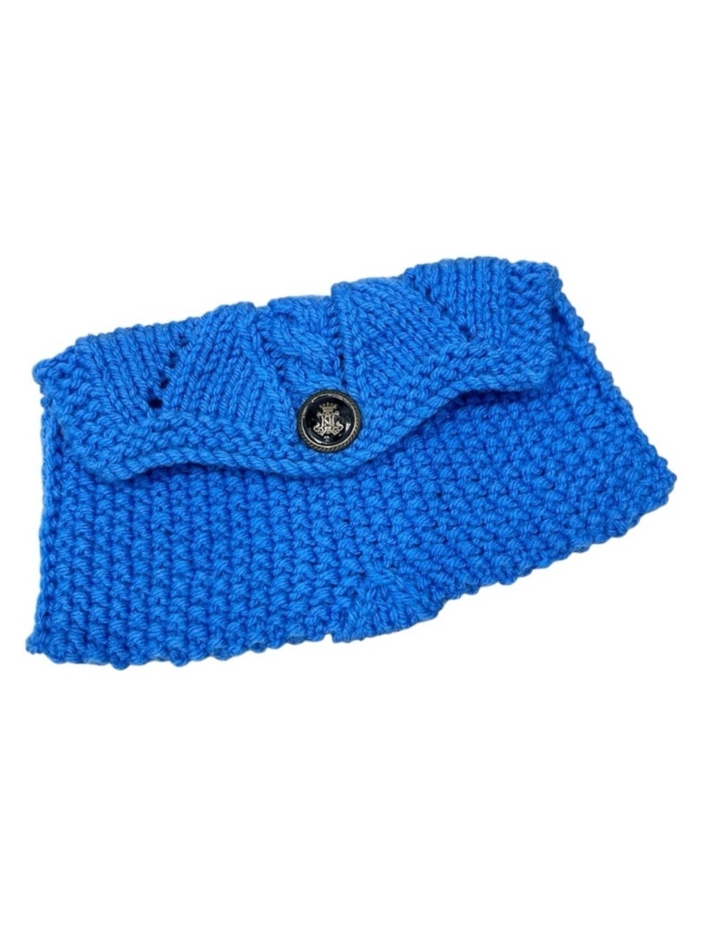 Vintage Military Button Boho Handmade Crochet Knit Clutch Purse